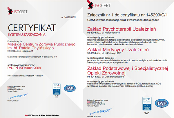 MCTPiZ - ISO 9001:2009 - Certyfikat Systemu Zarządzania
